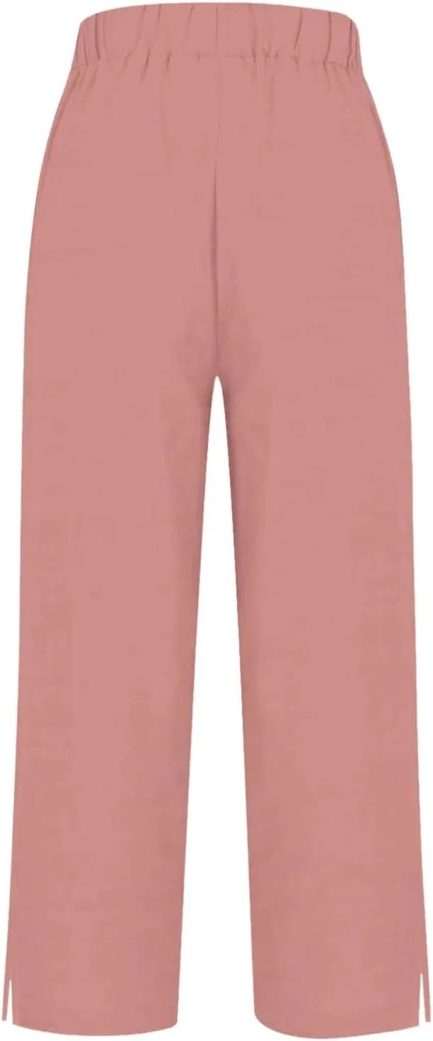 Linen Pants Women Solid Elastic Pants Long Drawstring Linen Women Lounge Sweatpants with Pockets 2025 Spring Fall