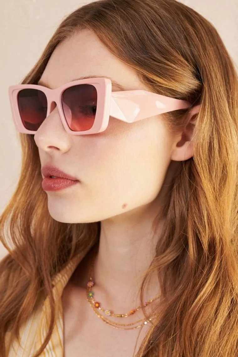 LOU OVERSIZED CAT EYE SUNGLASSES PINK