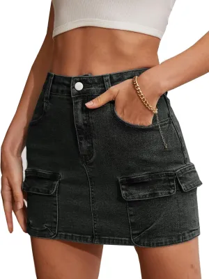 Low Waist Denim Skirts for Women's Pocket Design Mini y2k Cargo Skirt Jean Skirt for Women Daily Leisure Travel
