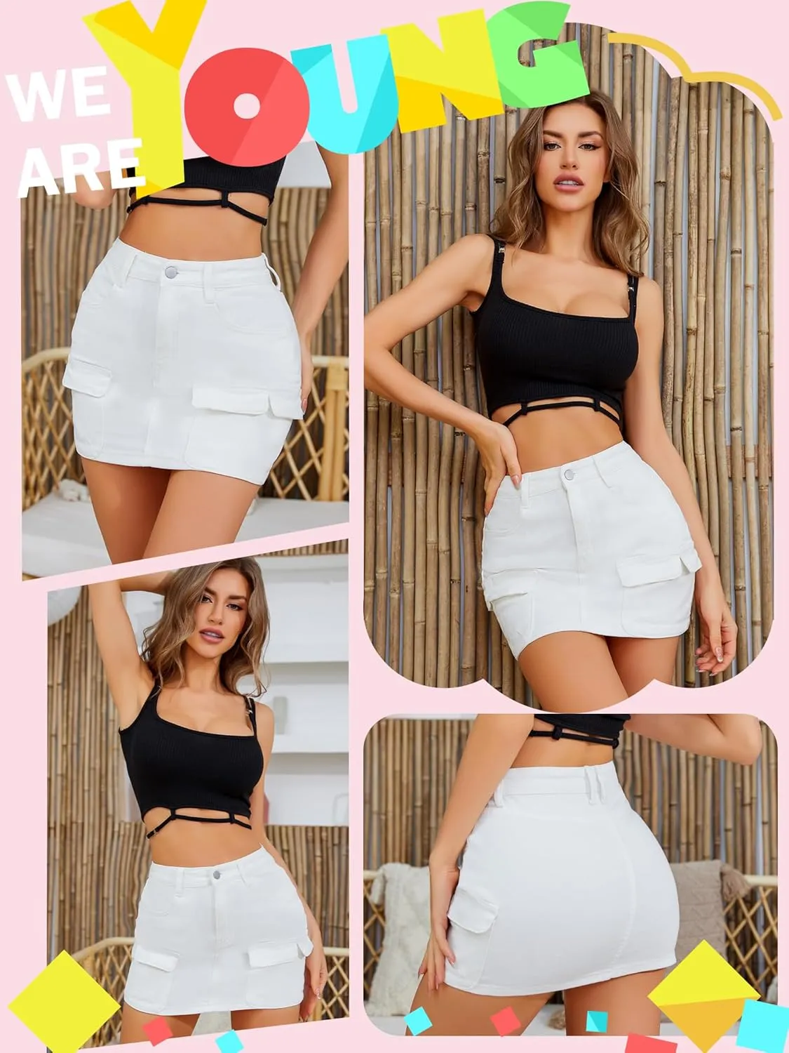 Low Waist Denim Skirts for Women's Pocket Design Mini y2k Cargo Skirt Jean Skirt for Women Daily Leisure Travel