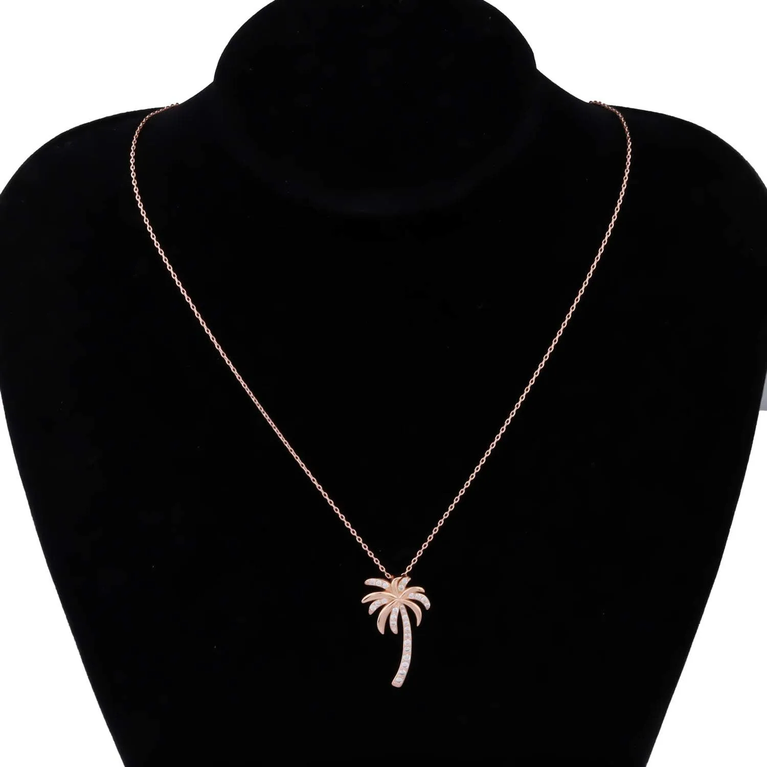 LQRI Tropical Beach Jewelry CZ Palm Tree Pendant Necklace Hawaii Bridal Beach Wedding Jewelry Bridesmaid Gifts