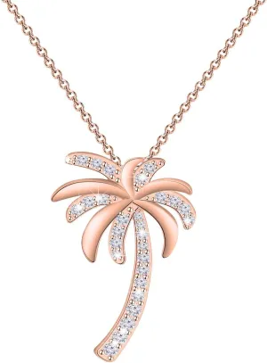 LQRI Tropical Beach Jewelry CZ Palm Tree Pendant Necklace Hawaii Bridal Beach Wedding Jewelry Bridesmaid Gifts