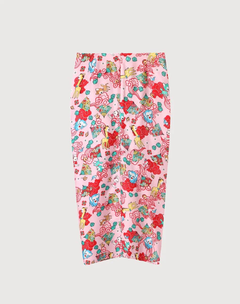 LUNA TIE FRONT SKIRT IN LUCKY ME