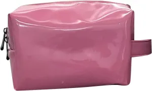 Makeup Bag for Women, Portable Travel Toiletry Bag with Handle, Large Capacity Cosmetic Bag Pencil Makeup Pouch Waterprof PU Leather for Travel (Pink)