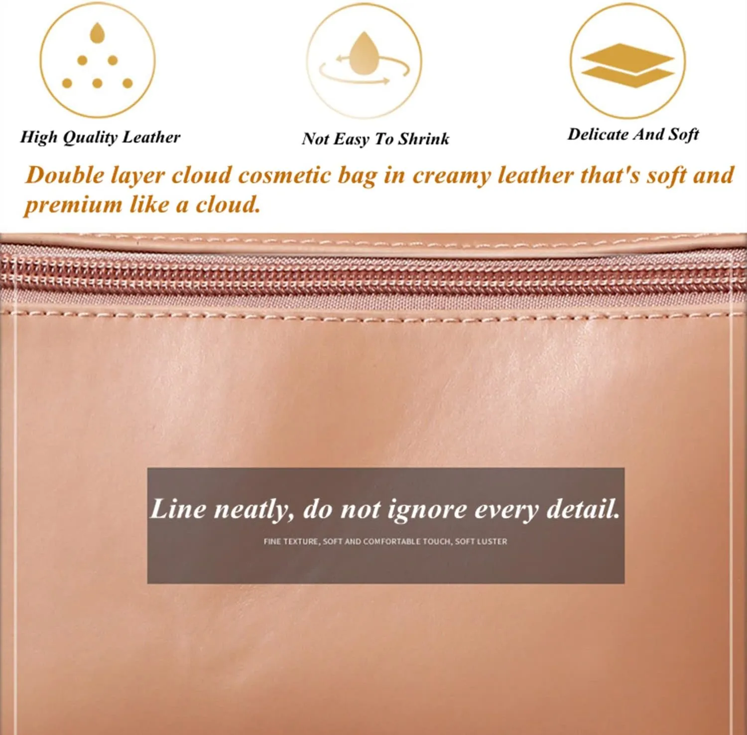 Makeup Travel Bag Organizer, Large Capacity Travel Cosmetic Bag, PU Leather Waterproof Cosmetic Bag, Multifunctional Makeup Bag Portable Travel Toiletry Bag Organizer for Women (White)