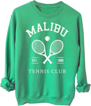 Malibu Tennis Club Relaxed Vintage Lightweight Preppy Sweatshirt