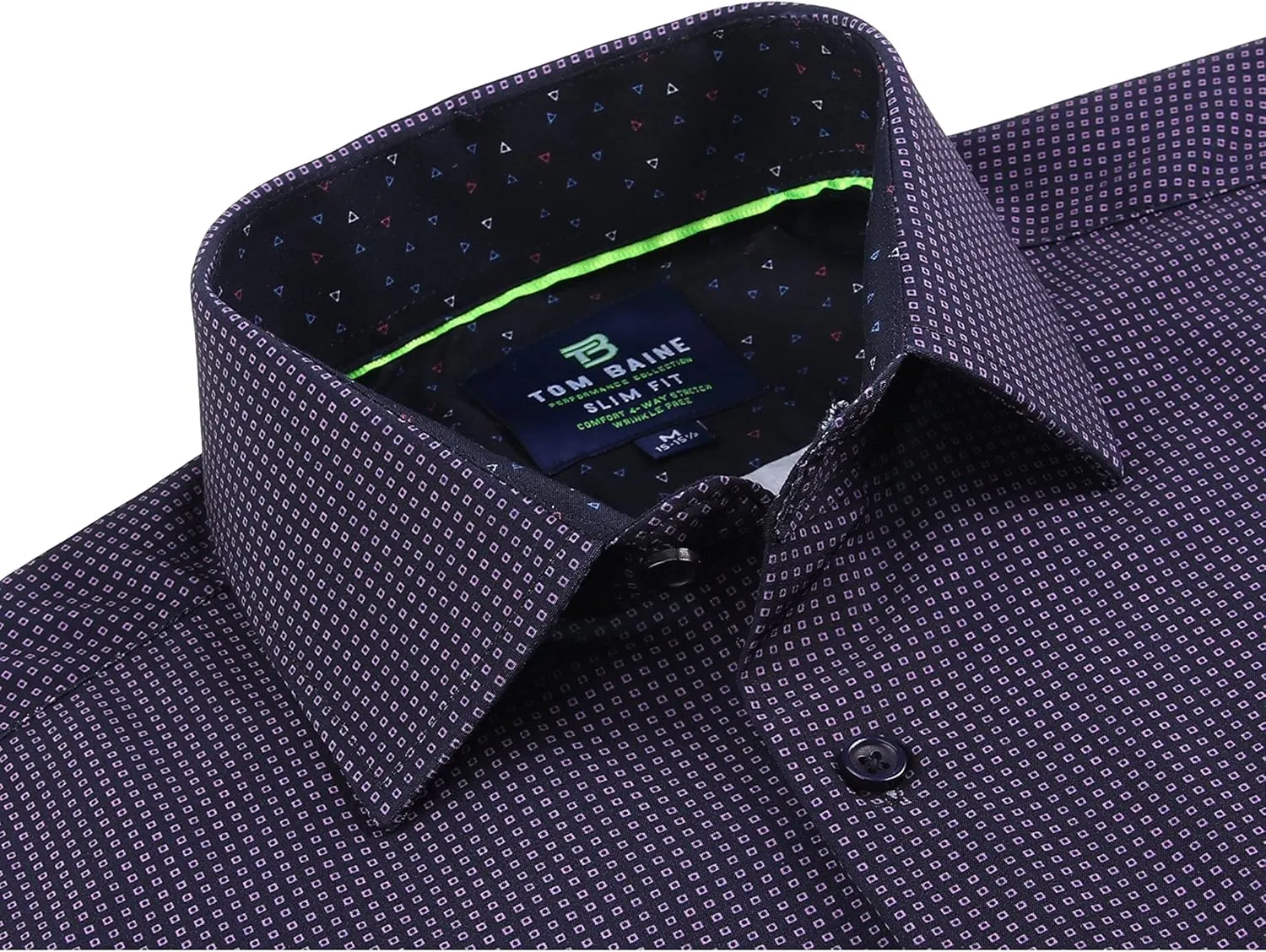 Men Slim Fit Performance Long Sleeve Geometric