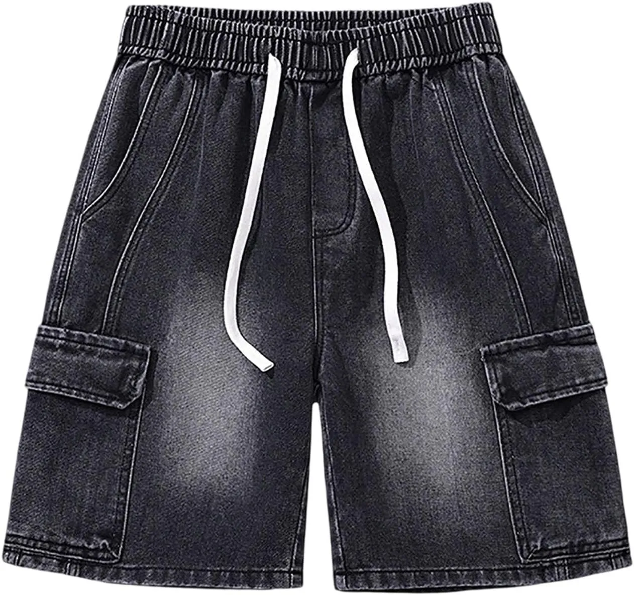 Men Y2K Grunge Baggy Jean Shorts Casual Summer Hip Hop Mid Loose Denim Shorts Streetwear