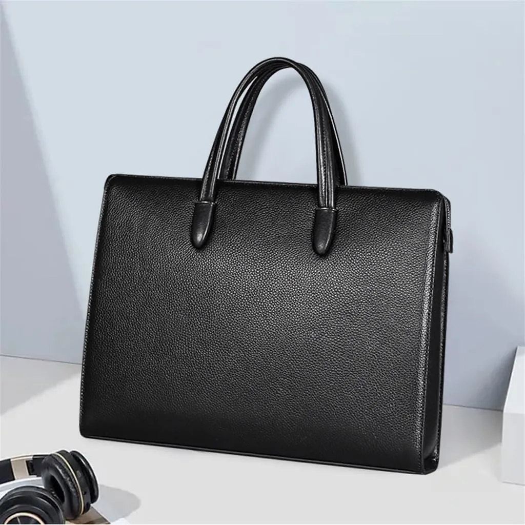 Men's Bags Genuine Leather Men's Fingerprint Lock Handbag Large Capacity Computer Bag Men's Practical Briefcase