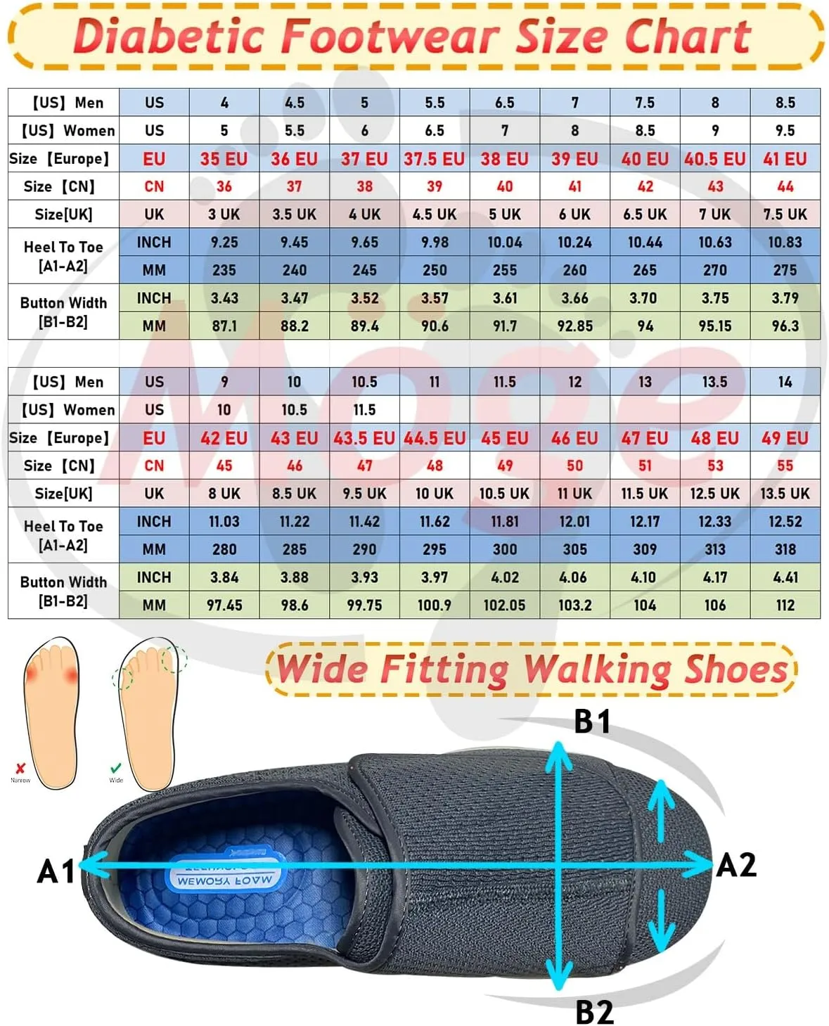 Mens Extra Wide Fit Diabetic Shoes Outdoor Trainers Men Comfortable Loafers Easy Close Orthopedic Slippers for Swollen Feet Plantar Fasciitis Adjustable Lightweight Walking Trainers