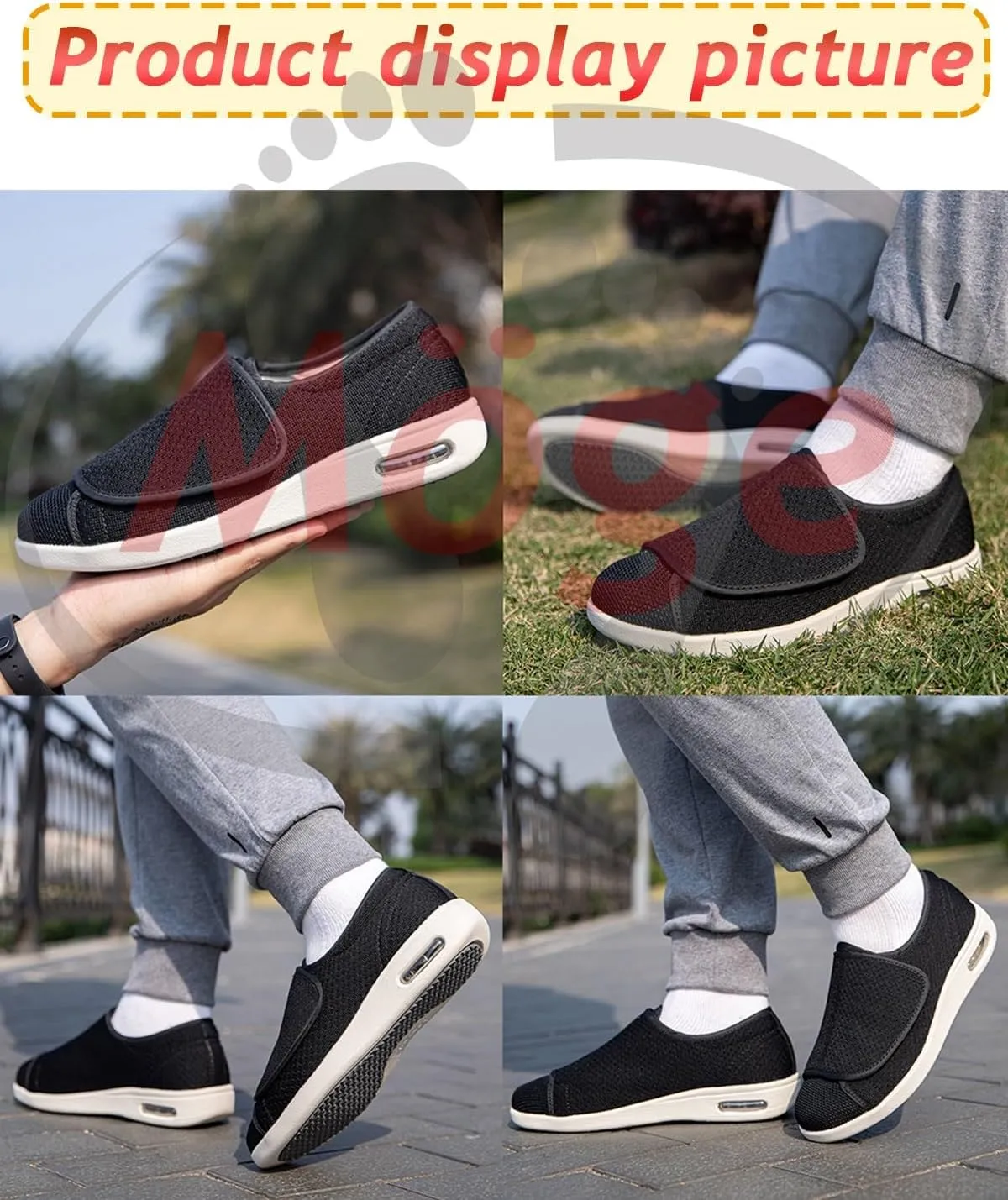 Mens Extra Wide Fit Diabetic Shoes Outdoor Trainers Men Comfortable Loafers Easy Close Orthopedic Slippers for Swollen Feet Plantar Fasciitis Adjustable Lightweight Walking Trainers
