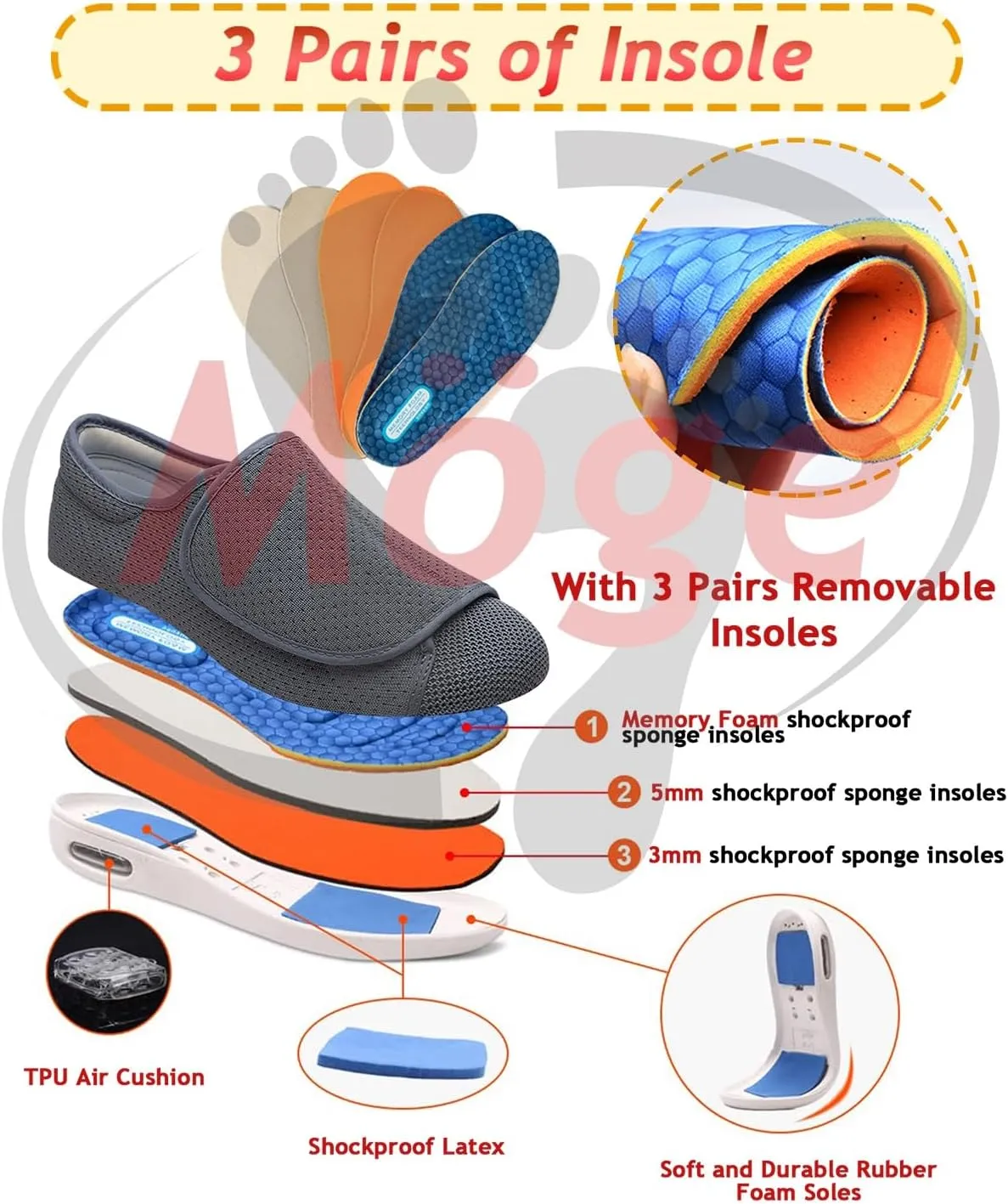 Mens Extra Wide Fit Diabetic Shoes Outdoor Trainers Men Comfortable Loafers Easy Close Orthopedic Slippers for Swollen Feet Plantar Fasciitis Adjustable Lightweight Walking Trainers