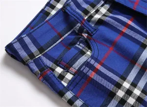 Men's Fashion Stretch Dress Pants Slim Fit Plaid Skinny Long Pants Casual Business Sweatpants Dress Chinos Pants