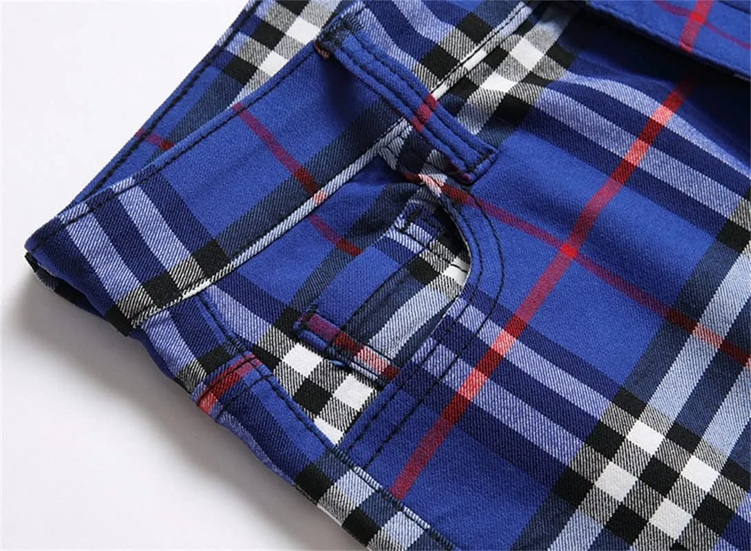 Men's Fashion Stretch Dress Pants Slim Fit Plaid Skinny Long Pants Casual Business Sweatpants Dress Chinos Pants