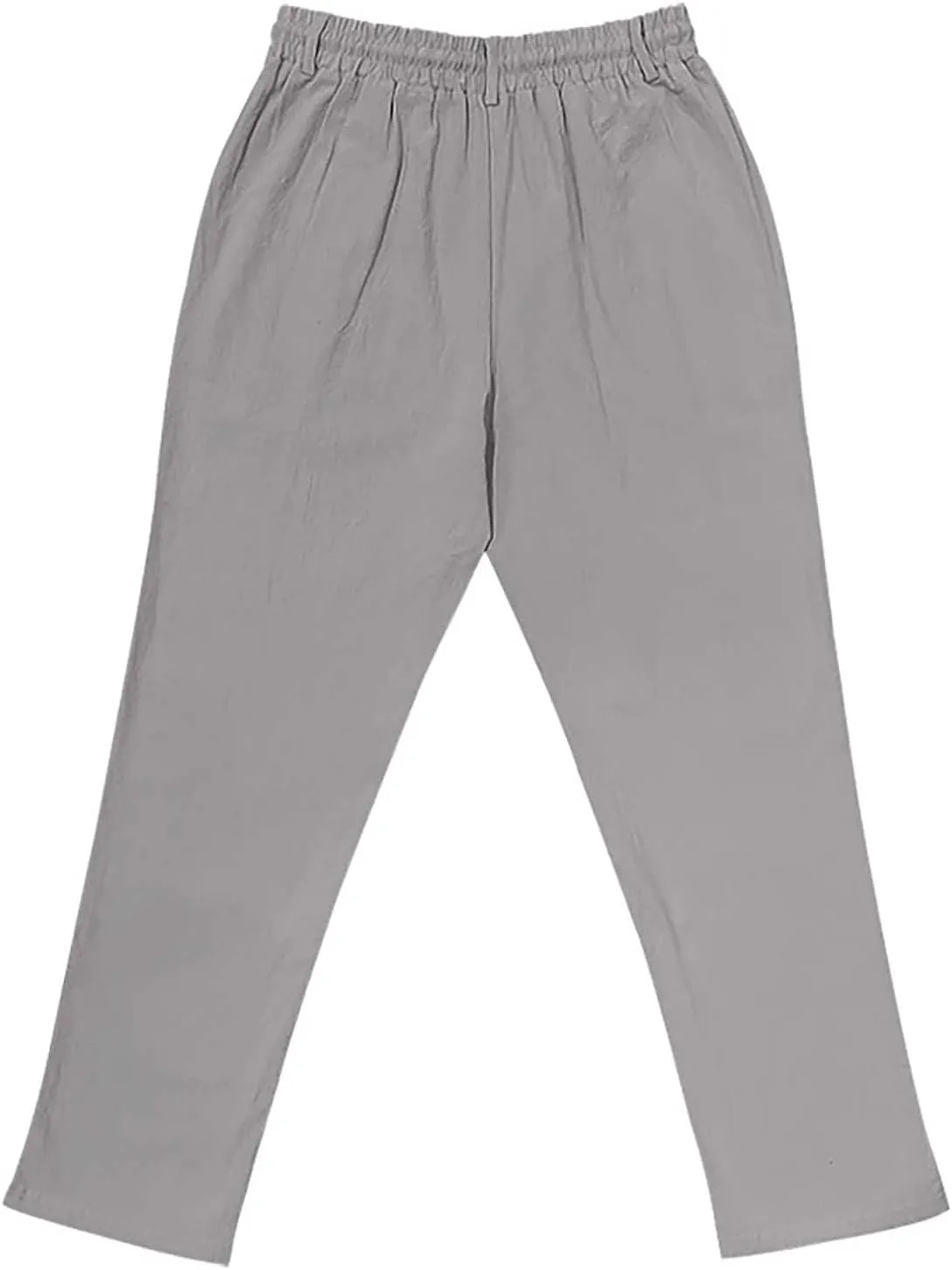 Men's Linen Beach Pants Summer Casual Pants Men's Breathable Casual Elastic Waist Drawstring Lightweight