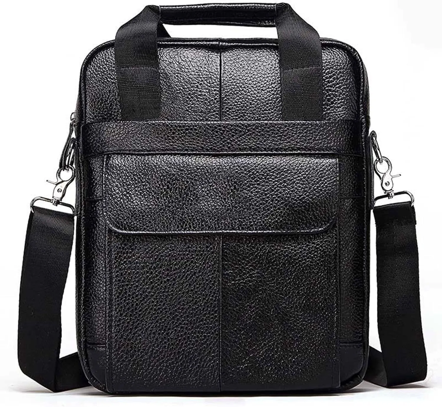 Mens Messenger Bag, Waterproof Laptop Briefcase, Leather Crossbody Shoulder Bags Multi-Functional Bag (Color : Black, Size : 28 * 33 * 9CM)