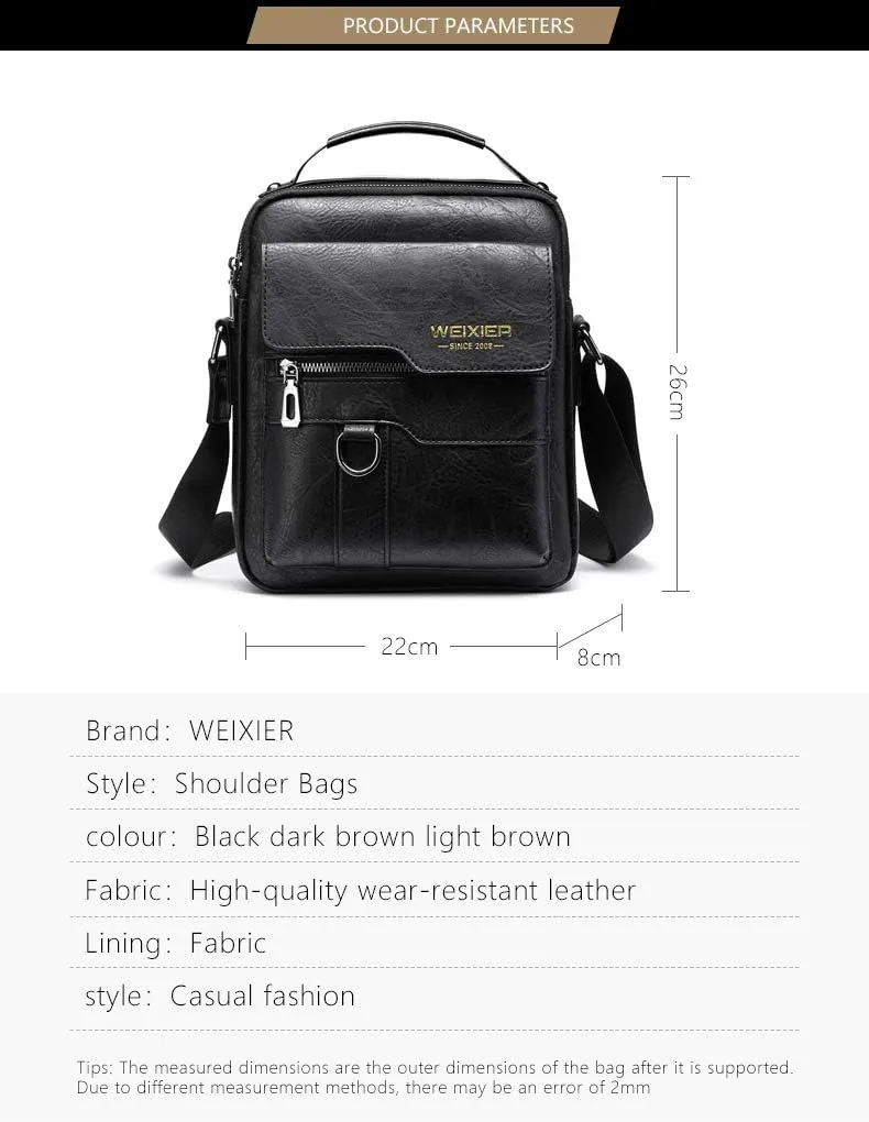 Men's Retro Leather Shoulder Bag - Stylish and Practical Messenger Bag with Multiple Compartments