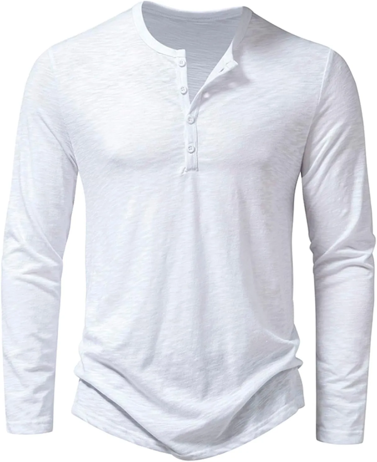 Men's Slim Fit Henley Shirts Long Sleeve Lightweight Fashion Casual Cotton Basic T Shirts 4 Buttons Polo Stretchy Pullover