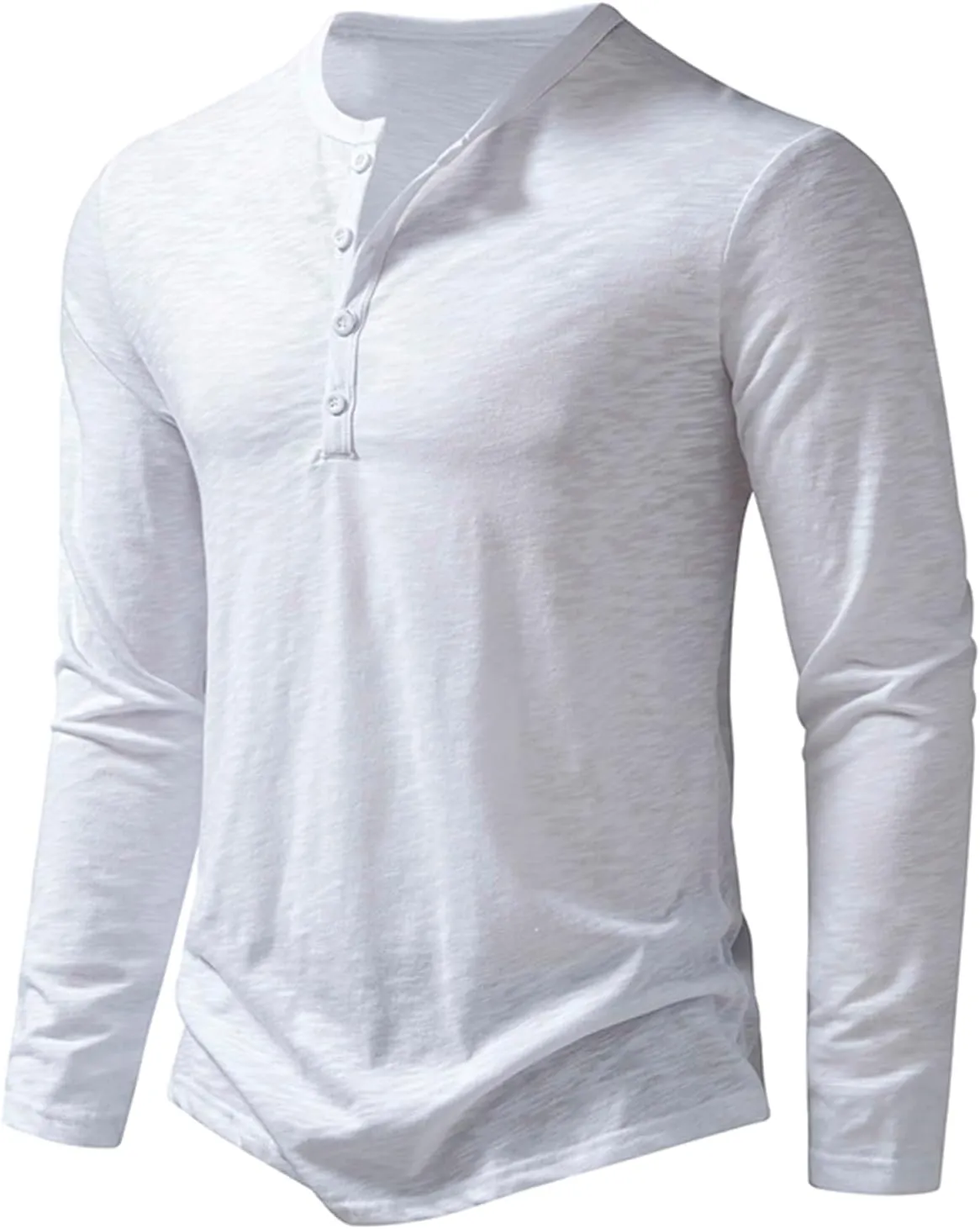 Men's Slim Fit Henley Shirts Long Sleeve Lightweight Fashion Casual Cotton Basic T Shirts 4 Buttons Polo Stretchy Pullover