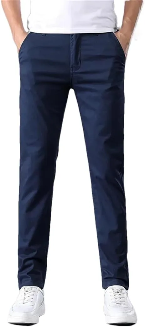 Men's Summer Thin Stretch Cotton Slim Fit Business Fashion aist Flat Pant Trousers