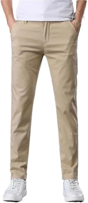 Men's Summer Thin Stretch Cotton Slim Fit Business Fashion aist Flat Pant Trousers