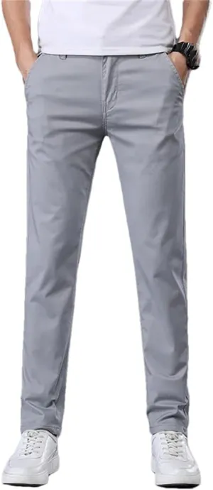 Men's Summer Thin Stretch Cotton Slim Fit Business Fashion aist Flat Pant Trousers
