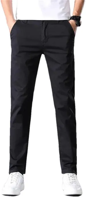 Men's Summer Thin Stretch Cotton Slim Fit Business Fashion aist Flat Pant Trousers