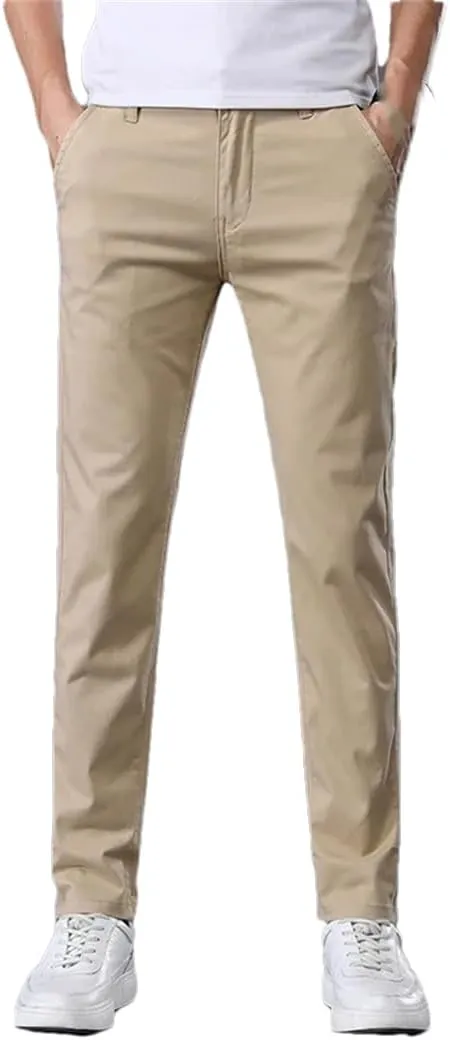 Men's Summer Thin Stretch Cotton Slim Fit Business Fashion aist Flat Pant Trousers