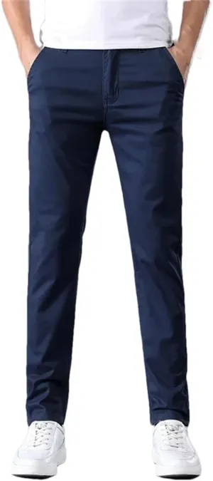 Men's Summer Thin Stretch Cotton Slim Fit Business Fashion aist Flat Pant Trousers