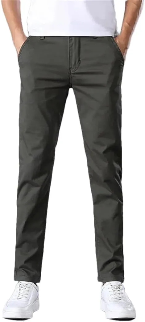 Men's Summer Thin Stretch Cotton Slim Fit Business Fashion aist Flat Pant Trousers