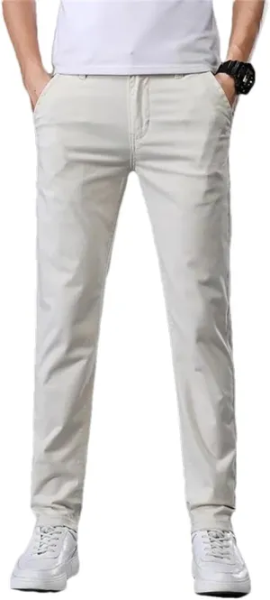 Men's Summer Thin Stretch Cotton Slim Fit Business Fashion aist Flat Pant Trousers