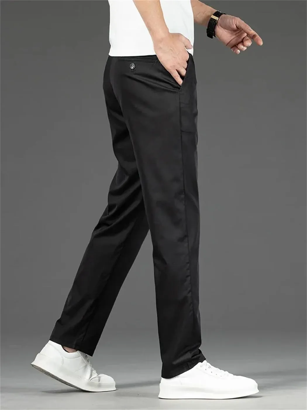Men's Summer Thin Stretch Slim Fit Formal Pants Straight Business Fashion Trousers