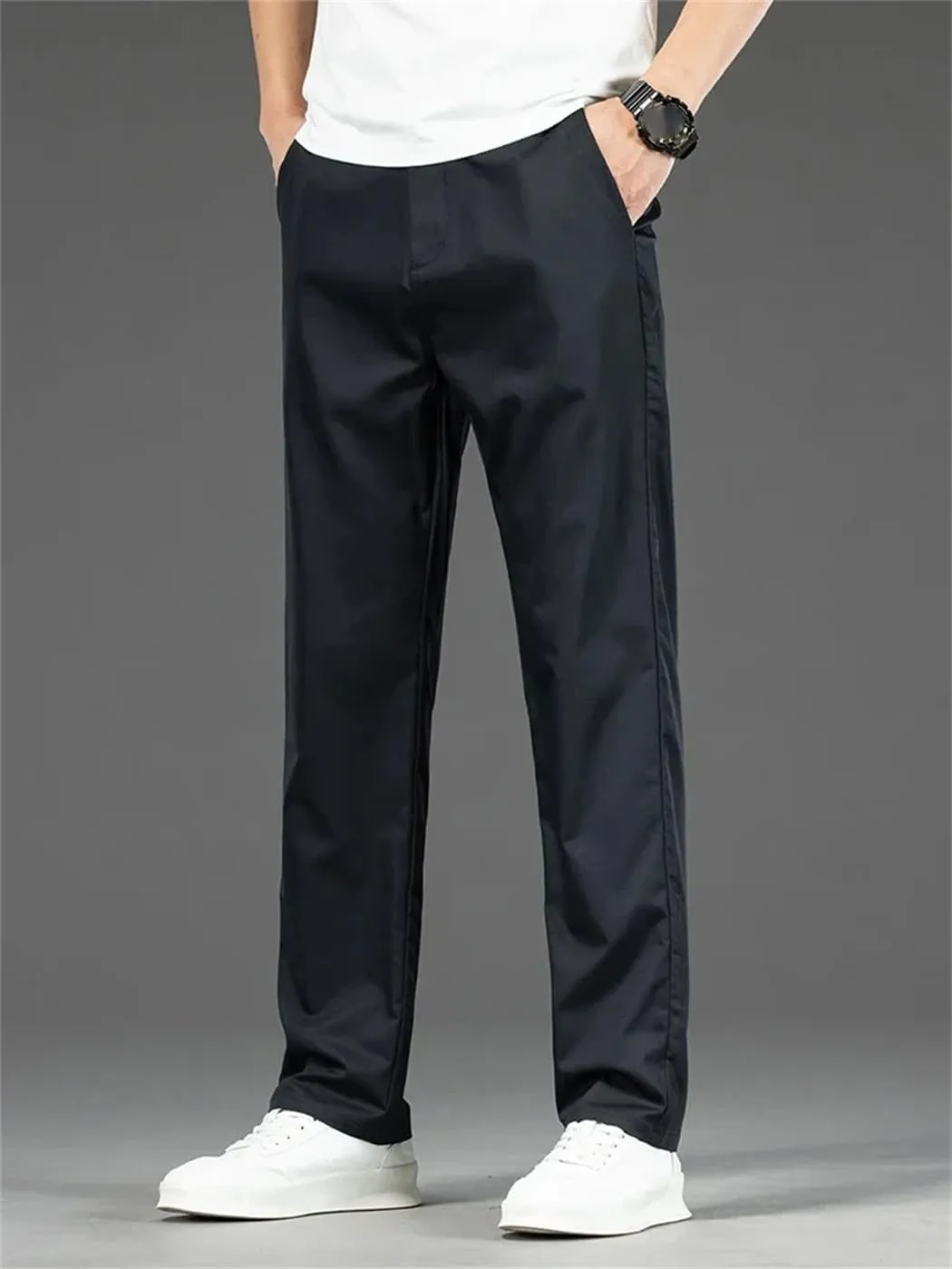 Men's Summer Thin Stretch Slim Fit Formal Pants Straight Business Fashion Trousers
