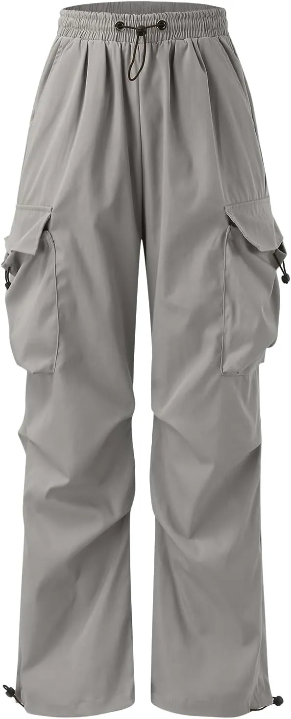 Mens Work Cargo Pant Wide Leg Casual Joggers Drawstring Waist Cargo Work Pants Multi Pockets