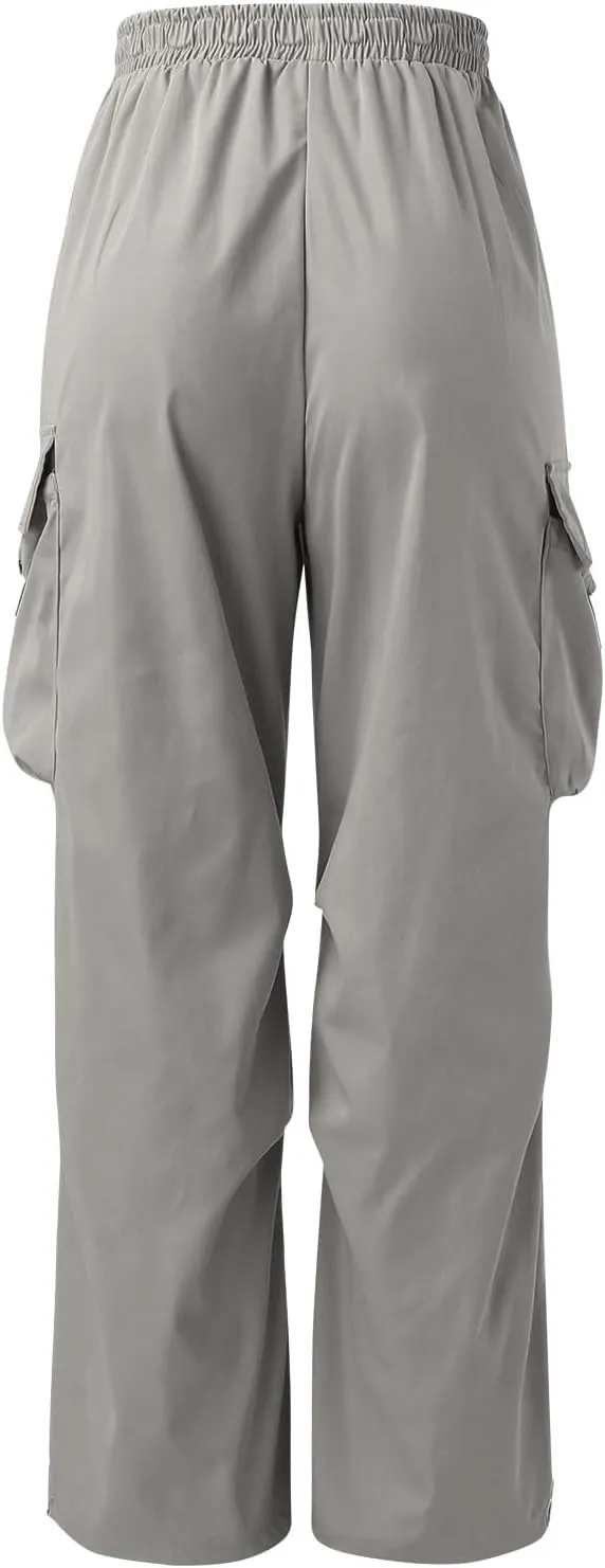 Mens Work Cargo Pant Wide Leg Casual Joggers Drawstring Waist Cargo Work Pants Multi Pockets
