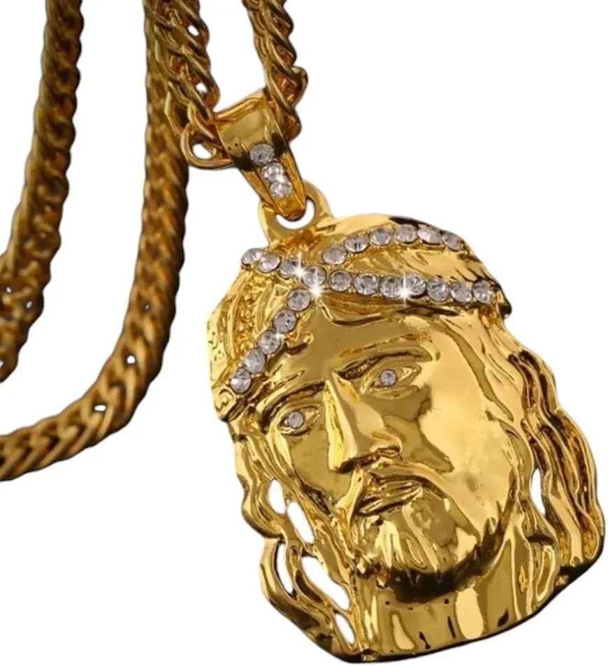 Men/Women Hip Hop Trend Gold Color Big Jesus Pendant Necklace Religious Necklace Jewelry DANS03035