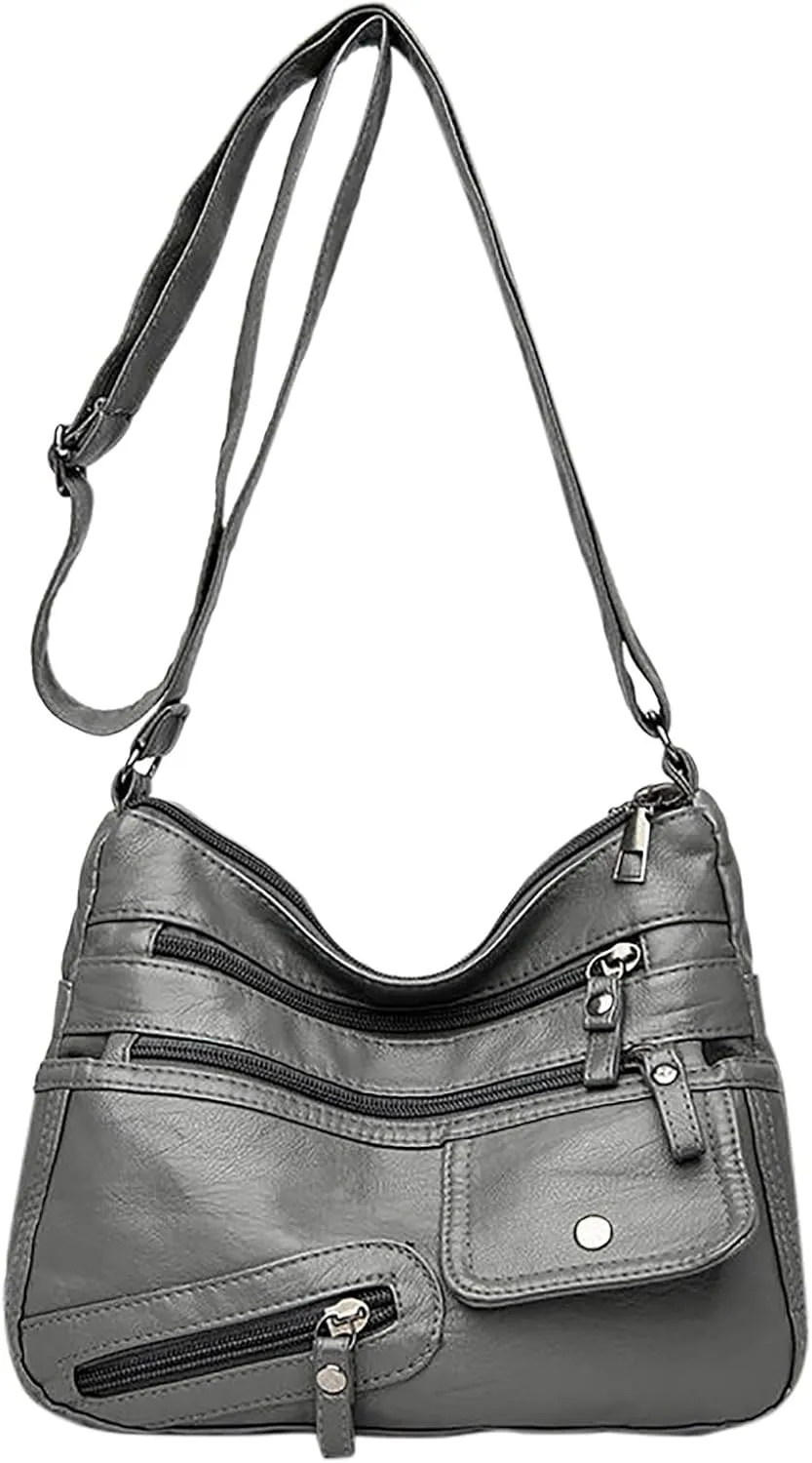 Mesh Beach Tote Vintage New Versatile Soft PU Leather Interlayer One Shoulder Crossbody Bag Handbag