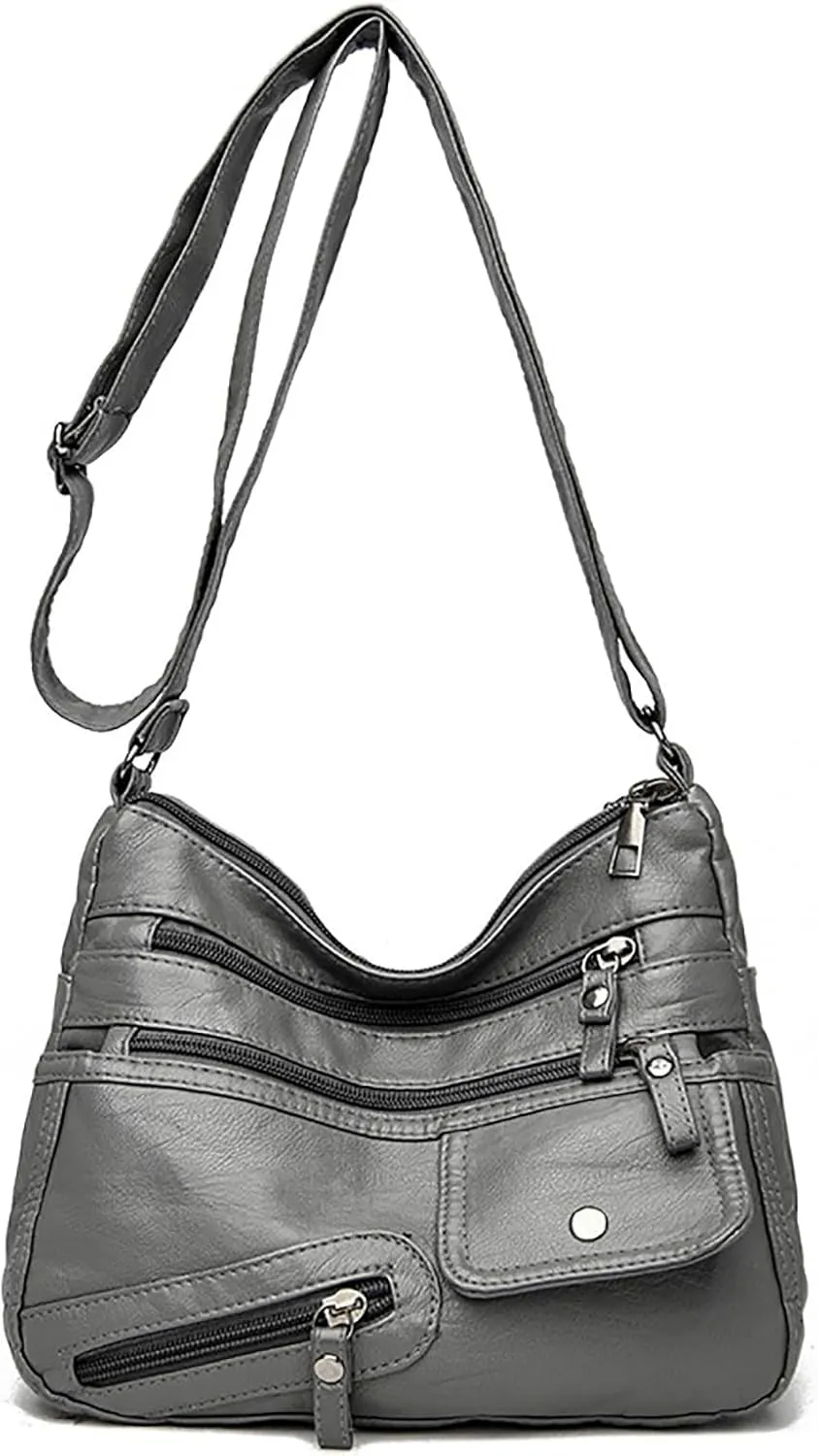 Mesh Beach Tote Vintage New Versatile Soft PU Leather Interlayer One Shoulder Crossbody Bag Handbag