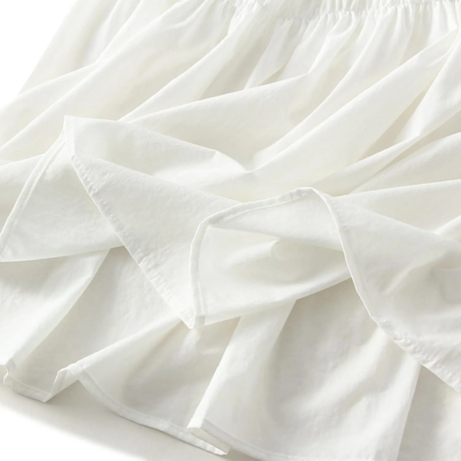 Midi Skirts for Women, Ruffle Pleated Elastic Waist Knee Length Solid Color Skirt Trendy Casual Loose Cute Skirt