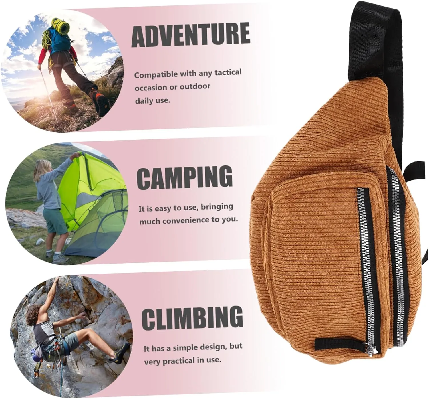 Mini Crossbody Bag for Women Brown Purse Woman Waist Pouch Fashion Stylish Chest Pack