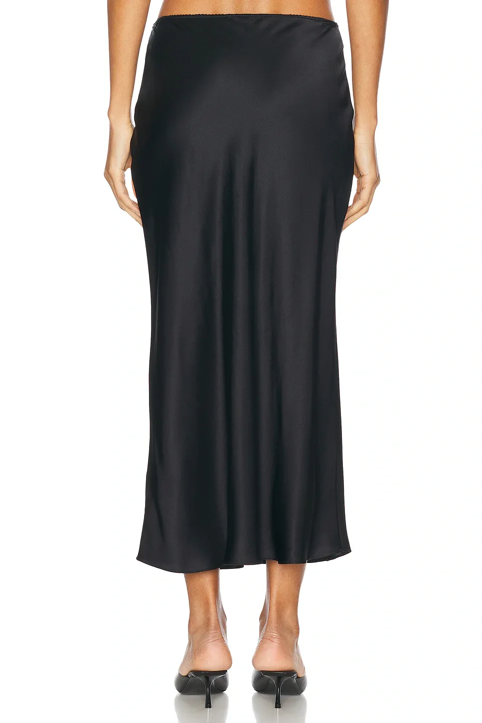 MIRANDA SCALLOP TRIM SILK SKIRT IN BLACK