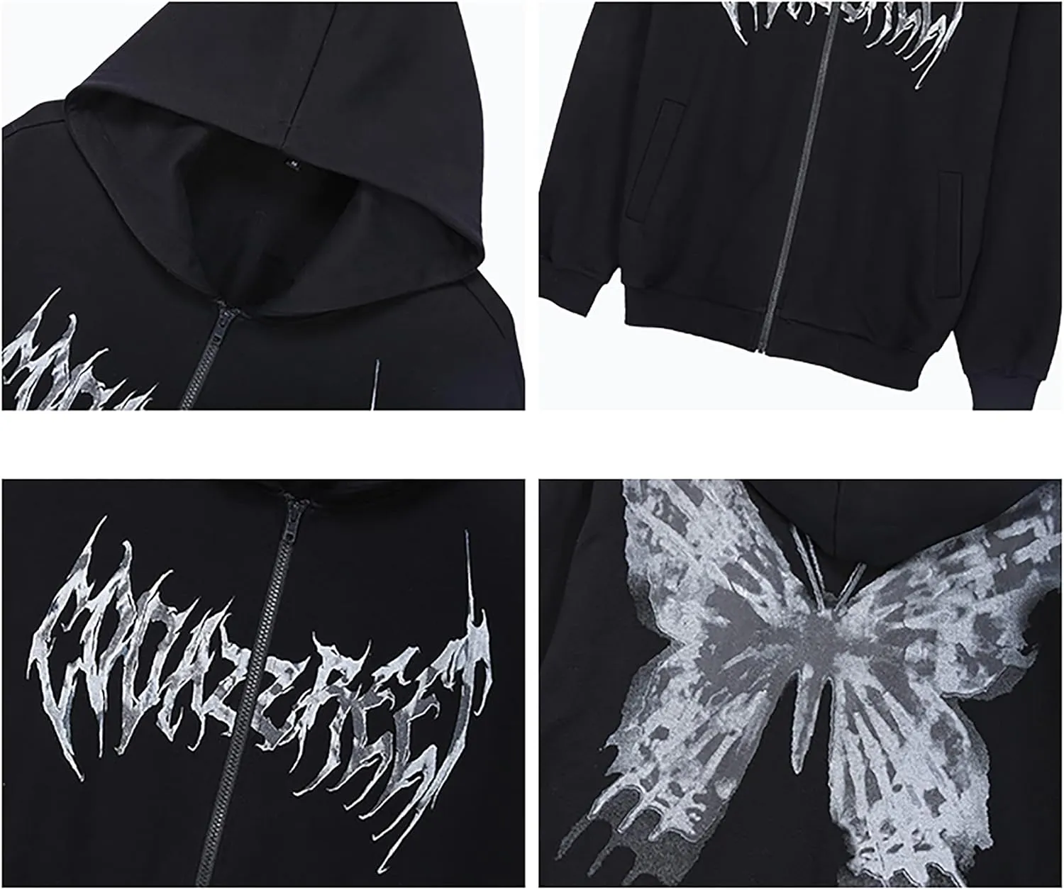 MISSACTIVER Womens Casual Graphic Printed Hoodies Oversized Zip Up 90S E-Girl Streetwear Grunge Jacket
