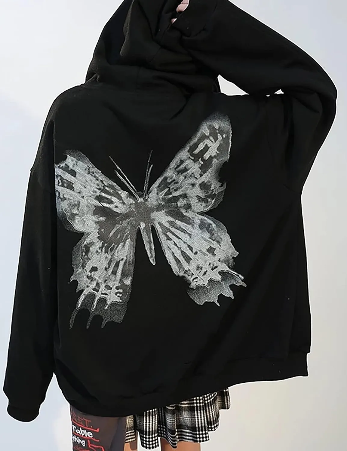 MISSACTIVER Womens Casual Graphic Printed Hoodies Oversized Zip Up 90S E-Girl Streetwear Grunge Jacket