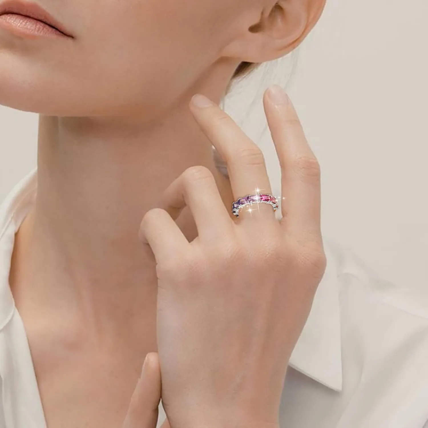 Multi Color Zircon Women'S Ring Simple Fashion Jewelry Stackable Jewelry Accessories for Mother Day Mom Gifts