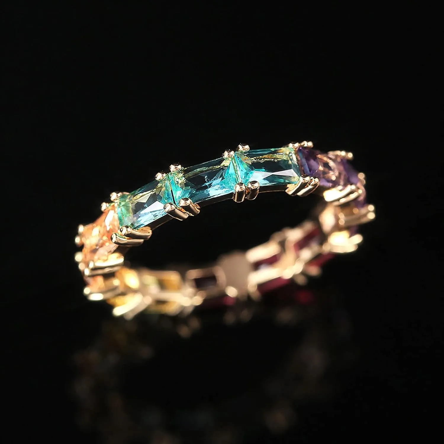 Multi Color Zircon Women'S Ring Simple Fashion Jewelry Stackable Jewelry Accessories for Mother Day Mom Gifts