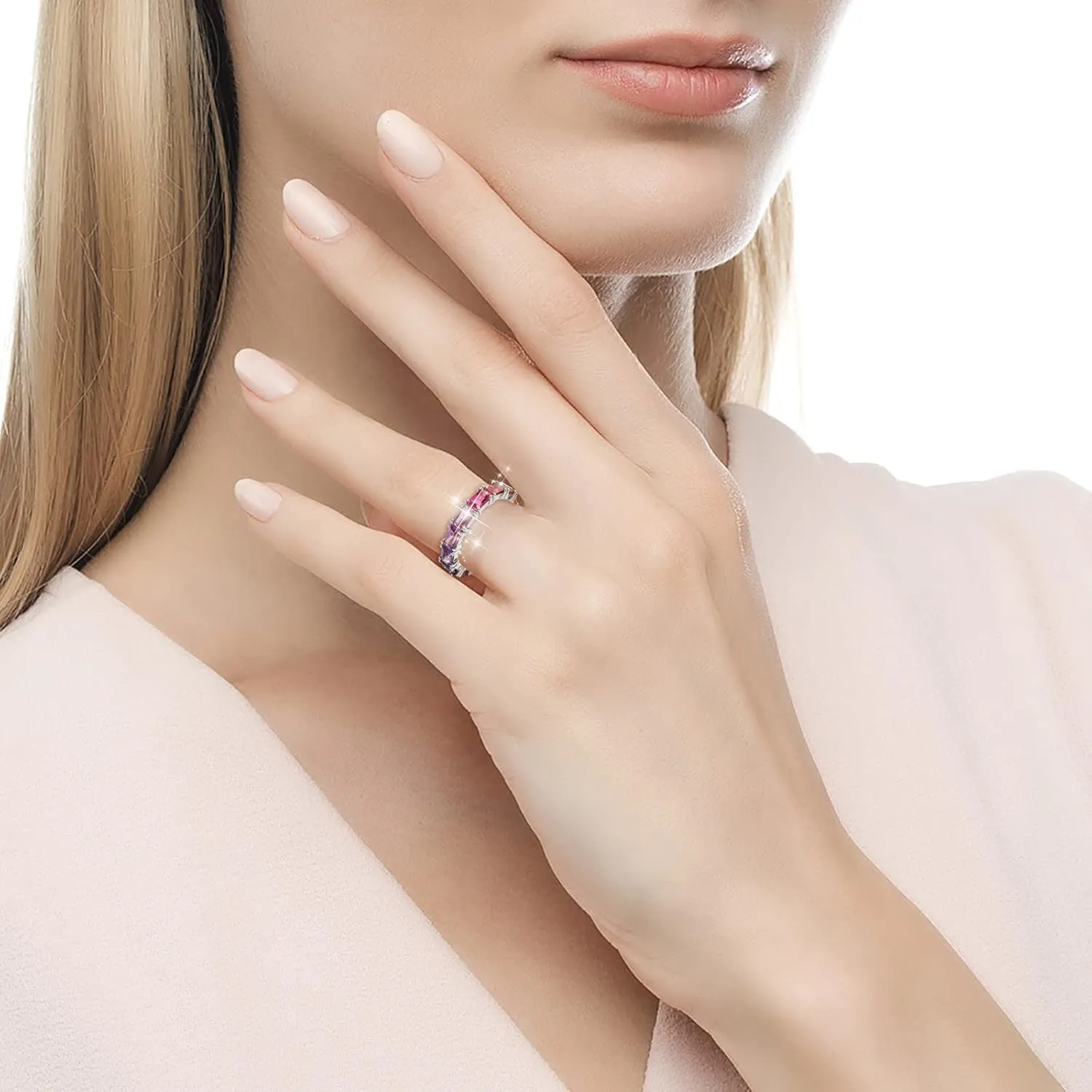 Multi Color Zircon Women'S Ring Simple Fashion Jewelry Stackable Jewelry Accessories for Mother Day Mom Gifts