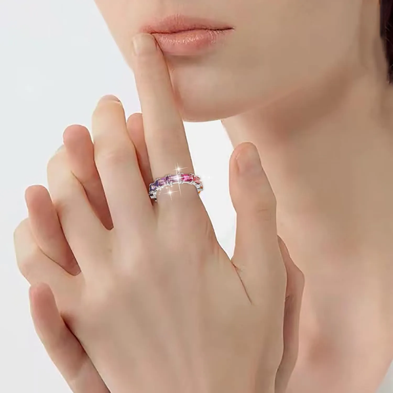 Multi Color Zircon Women'S Ring Simple Fashion Jewelry Stackable Jewelry Accessories for Mother Day Mom Gifts