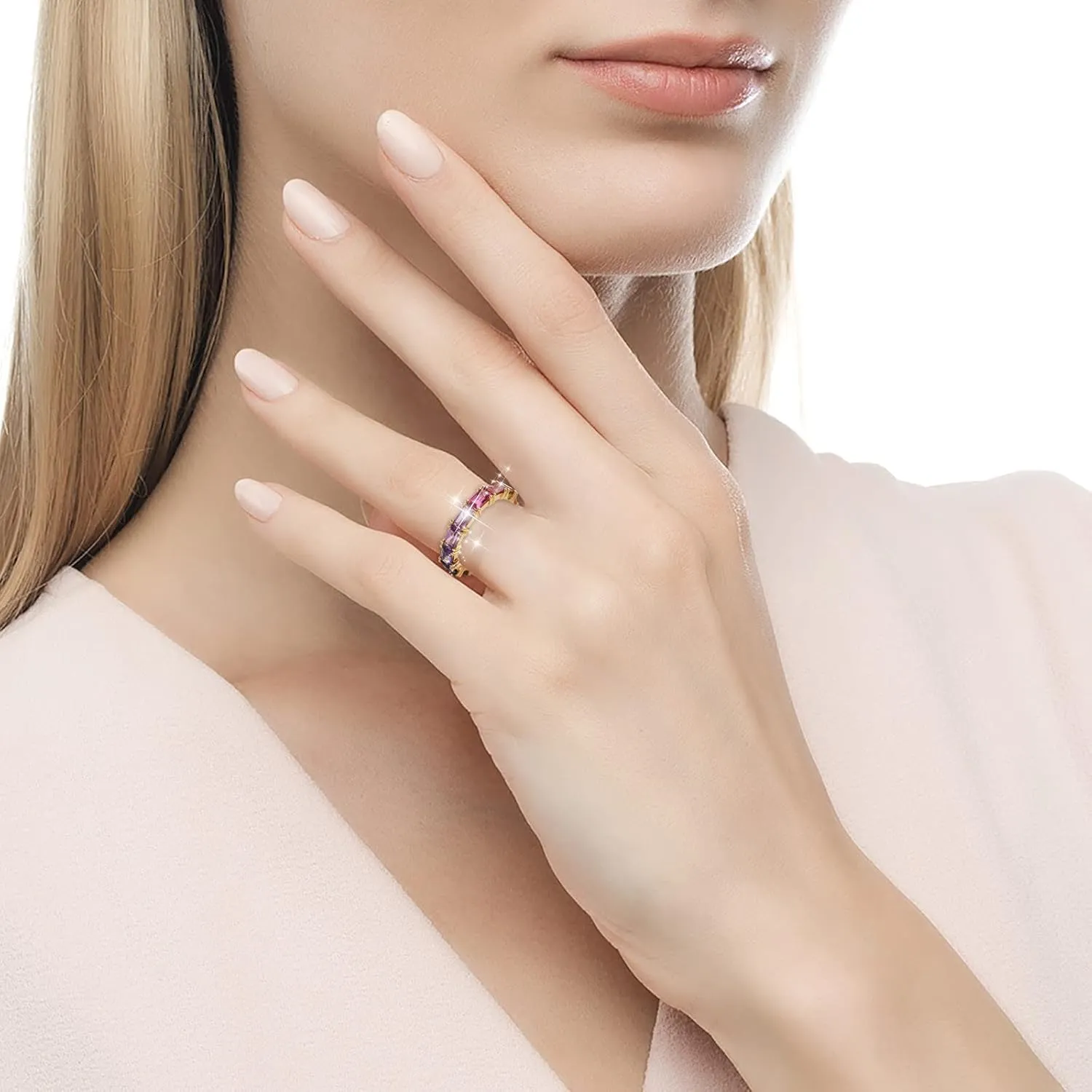 Multi Color Zircon Women'S Ring Simple Fashion Jewelry Stackable Jewelry Accessories for Mother Day Mom Gifts