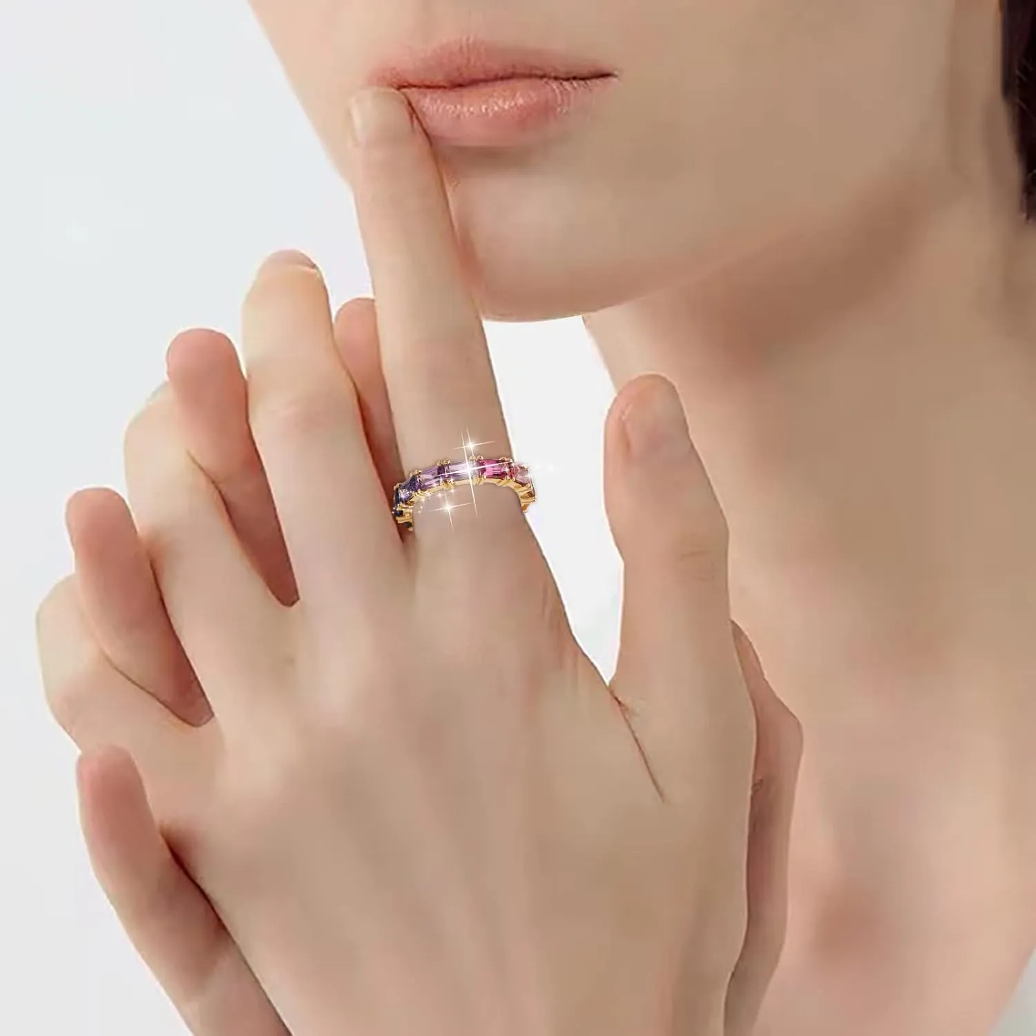 Multi Color Zircon Women'S Ring Simple Fashion Jewelry Stackable Jewelry Accessories for Mother Day Mom Gifts