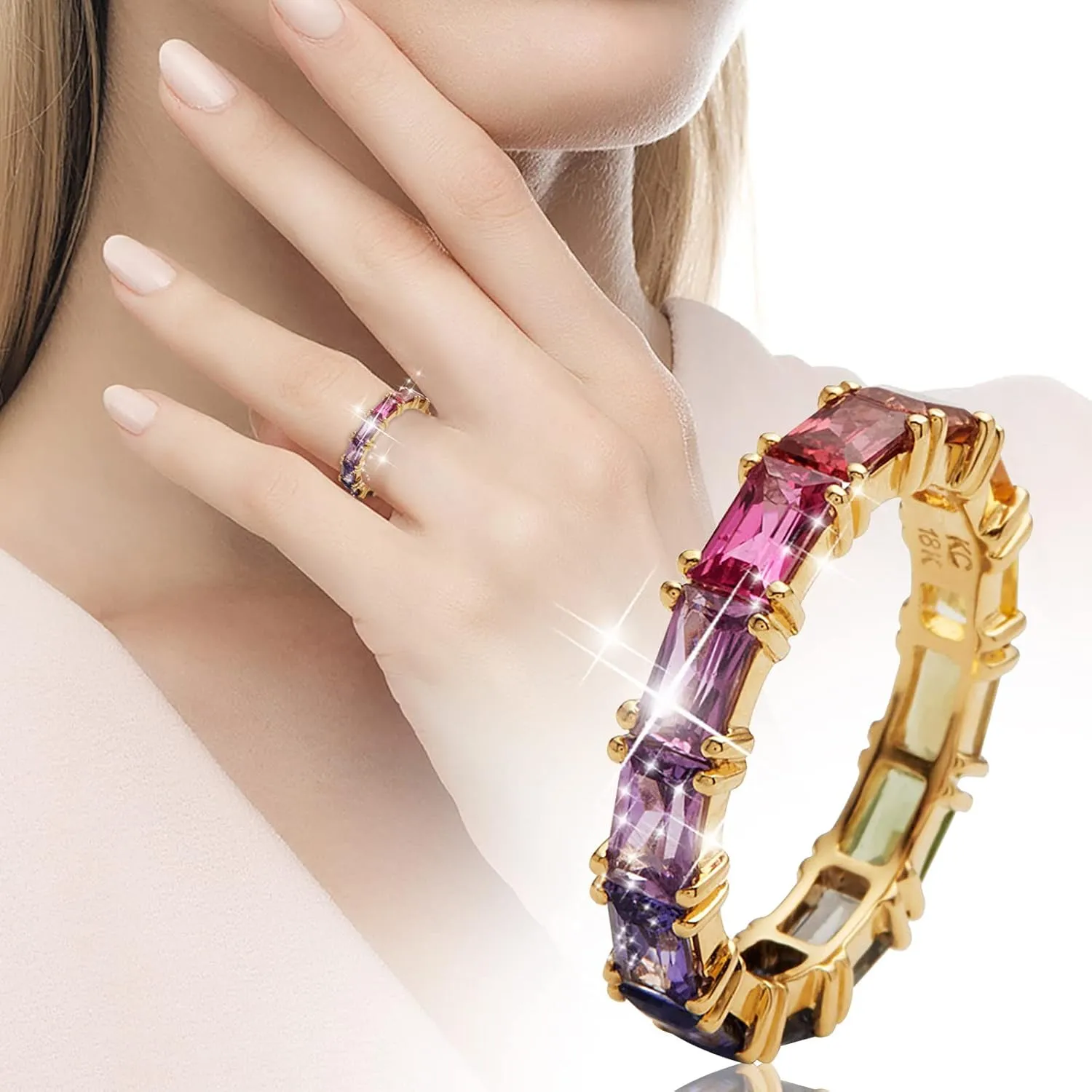 Multi Color Zircon Women'S Ring Simple Fashion Jewelry Stackable Jewelry Accessories for Mother Day Mom Gifts